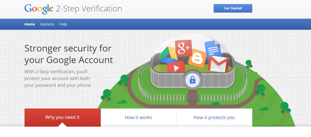A screenshot of Google's two factor authentication page.