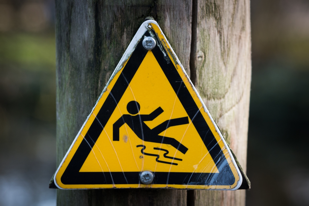 (Image) A safety sign warning about a slip hazard.